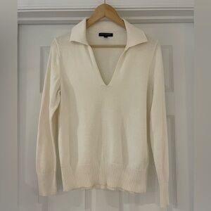 Banana Republic Ivory Collared V Neck Women’s Pullover Sweater S